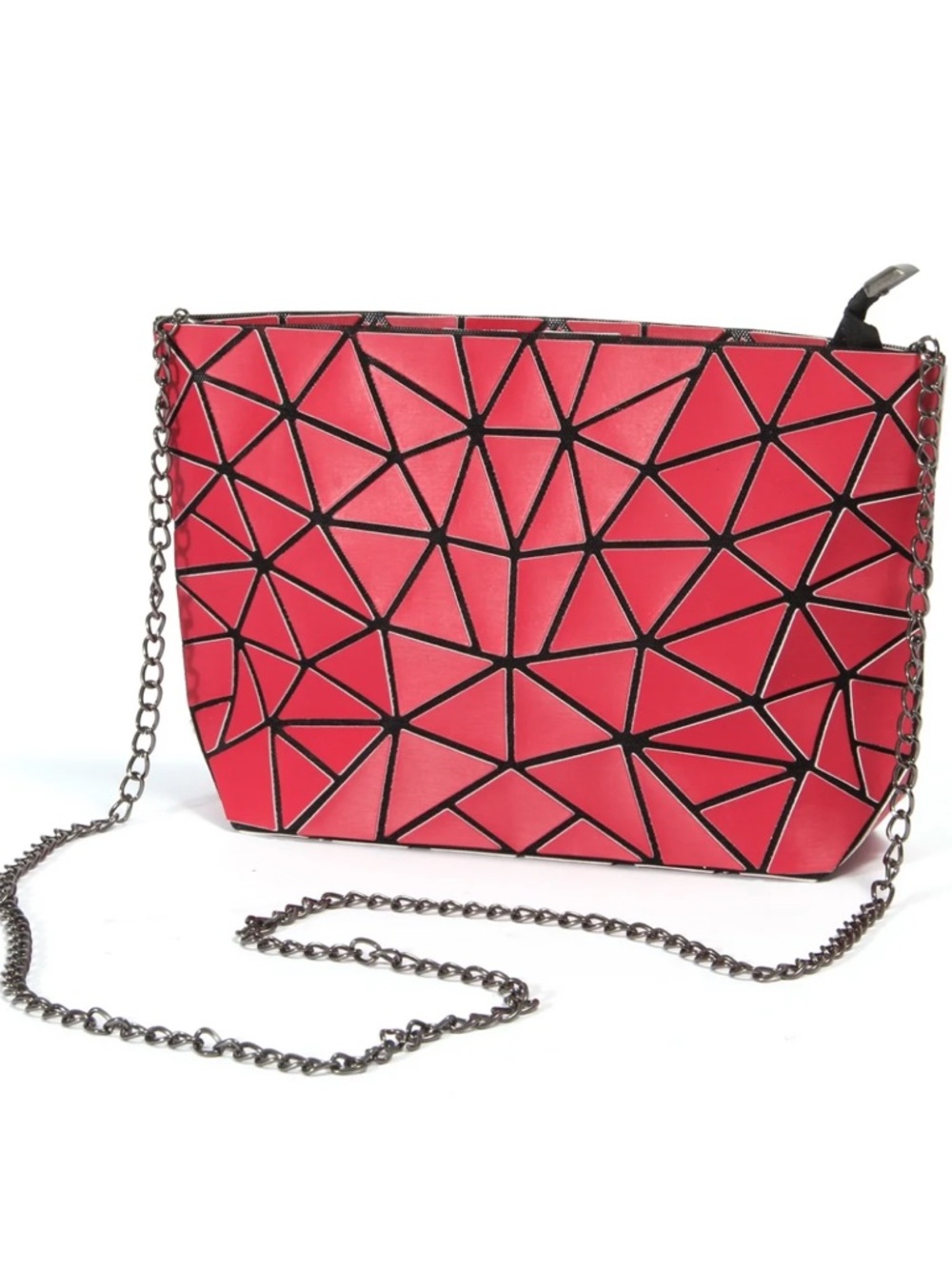 P. Luca Red Geometric Crossbody Cocktail Bag with Chain Strap. Disco. Nightclub